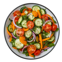 A salad with cucumbers, tomatoes, onions and herbs png