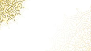 Decorative Gold Mandala Art In Clean White Horizontal Background with Hand Drawn Floral Patterns Style vector