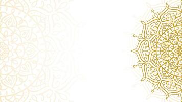 Elegant Gold and White Floral Hand Drawn Style Mandala Art Horizontal Background Design with Intricate Patterns vector
