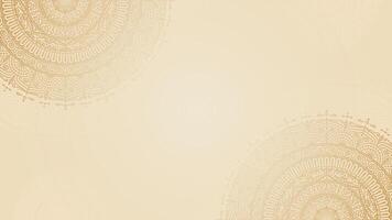 Subtle Intricate Hand Drawn Gold Mandala With Circle Motifs on Clean Beige Horizontal Background vector