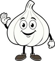 A cartoon garlic character waving vector