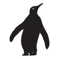 A silhouette of a penguin stands against a stark white background, highlighting its distinctive shape and features vector