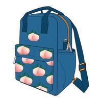 Backpack with Peach and Dashed Line Repeat Pattern vector