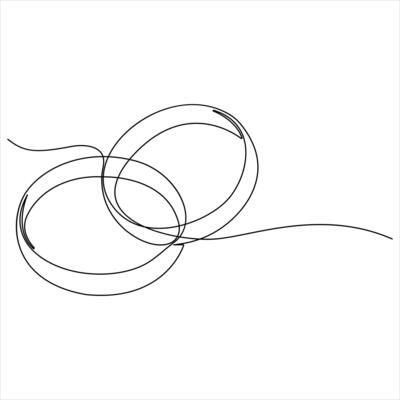 Continuous single line drawing of wedding rings romantic elegance concept outline style illustration