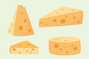cheese slices and slices of cheese on a green background vector