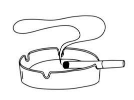 Hand drawn ashtray with cigarette sketch vector
