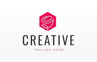 Pink Rose Continuous Line Hand Drawing Logo Design vector