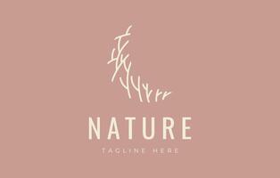 Tree Branch Crescent Line Logo Design Template vector