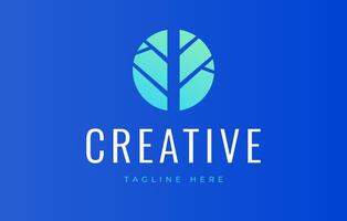 Tree Trunk and Twig Round Logo Design Template vector