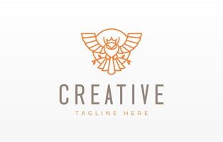Owl line logo design. Bird perched on a tree branch. Mascot design. vector