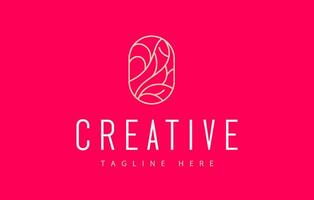 Elegance Abstract Tree Branch Inside an Oval Frame Logo Design Template vector