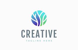 Abstract Tree Branch in Circle Logo Design vector