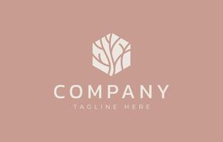 Abstract Tree Branch in Hexagon Logo Design vector