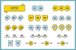 set of minimal simple flat style numbers point label icon tag sticker in pastel colors. For business, study, diary, presentation, infographic, planner, calendar, brochure and memo vector