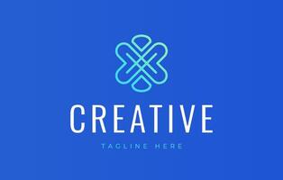 Abstract Clover Line Modern Logo Design Template vector
