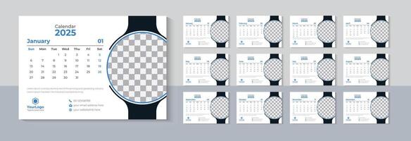 Desk Calendar 2025 Design, Business Calendar 2025 Template, Table Calendar, 12 Months Included, Free vector