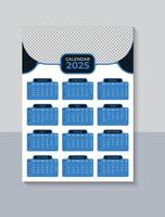 Creative One Page Wall Calendar 2025 Design, Business One Page Calendar 2025 Template, Free vector