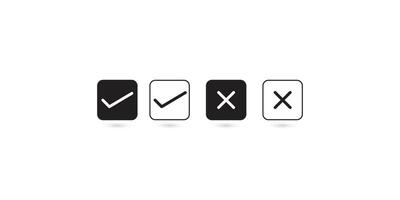 Check Mark Icon, cross and check mark icon symbol set, X symbol positive and negative Sign vector