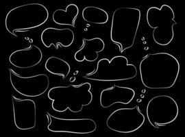 Set of empty speech bubbles for comics, messages in online chats, social networks. Infographic templates in doodle style on black background for your design. vector