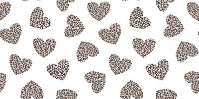 Seamless pattern with leopard fur hearts. Abstract animal print. vector