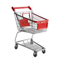 Empty Shopping Cart with Red Handles on Transparent Background png