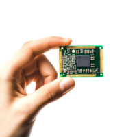 Hand Holding Green Circuit Board Electronics Technology Microchip Computer Component Hardware png
