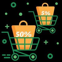 Shopping Discounts with Trolley Bags vector