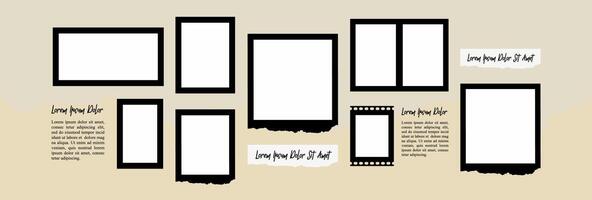 Pictures or photos frame collage comics page grid layout abstract photo frames and digital photo wall template vector