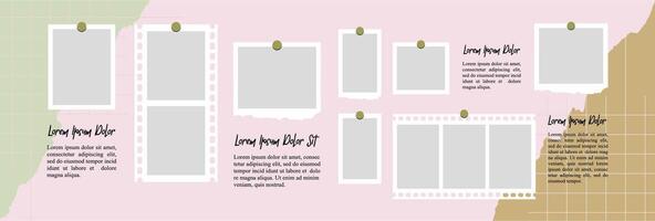 Collage grid photo effect template design vector