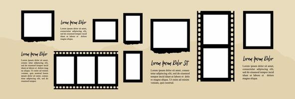 Collage photo frames set with text vector