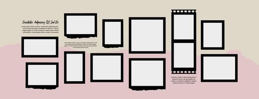 abstract photo frames and digital photo wall template vector