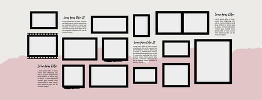 grid layout abstract photo frames template vector
