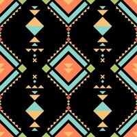 Colorful geometric pattern with diamonds and shapes on black background, creating vibrant and modern design vector