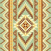 Intricate geometric pattern featuring diamonds and zigzags in earthy tones. This design showcases blend of warm colors and symmetrical shapes, perfect for textiles or wallpapers vector