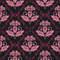 Elegant pink damask pattern on dark background, perfect for textiles vector