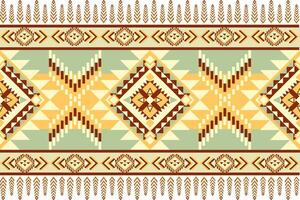 Geometric pattern featuring diamonds and arrows in earthy tones, ideal for textiles or backgrounds. design showcases blend of shapes and colors, creating vibrant visual appeal vector