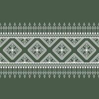 Elegant geometric pattern featuring intricate white designs on dark green background, perfect for textiles or wallpapers vector