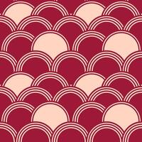 Elegant maroon and cream pattern featuring overlapping circular shapes, creating harmonious wave effect. Ideal for textiles, wallpapers, and modern design projects vector