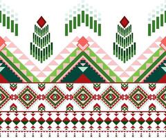 Vibrant geometric pattern featuring red, green, and pink shapes, creating festive design. Perfect for textiles or wallpapers vector