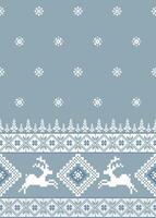 Cozy winter pattern featuring reindeer and snowflakes in blue tones vector