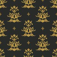 Elegant damask pattern in gold on black background, perfect for textiles vector