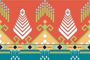 Vibrant geometric pattern featuring stylized trees and decorative elements in orange, green, and white tones, creating lively visual impact vector