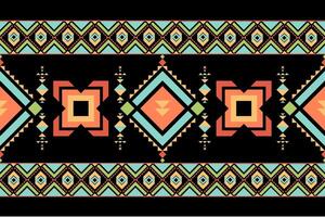 Colorful geometric pattern with diamonds and shapes on black background, showcasing vibrant colors and intricate designs vector