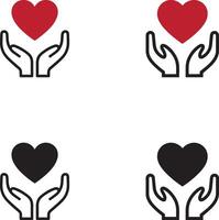 Hands supporting heart icon flat design set vector