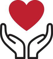 Hands supporting red heart icon flat design vector