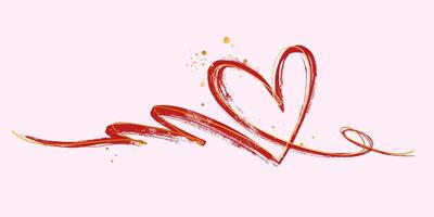 One Continuous Line of Grunge Icon Heart. Cute doodle love sign isolated on white background. Scribble heart shapes drawn with markers and chalk vector