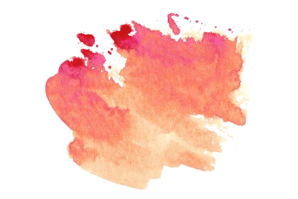 Hand Painted Yellow Watercolor Abstract Splash Isolated on White Background. Fluid organic shape with drops. Modern splatter with vibrant colors