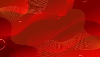 Wavy background in red color with geometric shapes vector