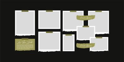 Collage photo frames set with text vector