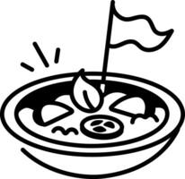 Paella dish icon in hand drawn style vector